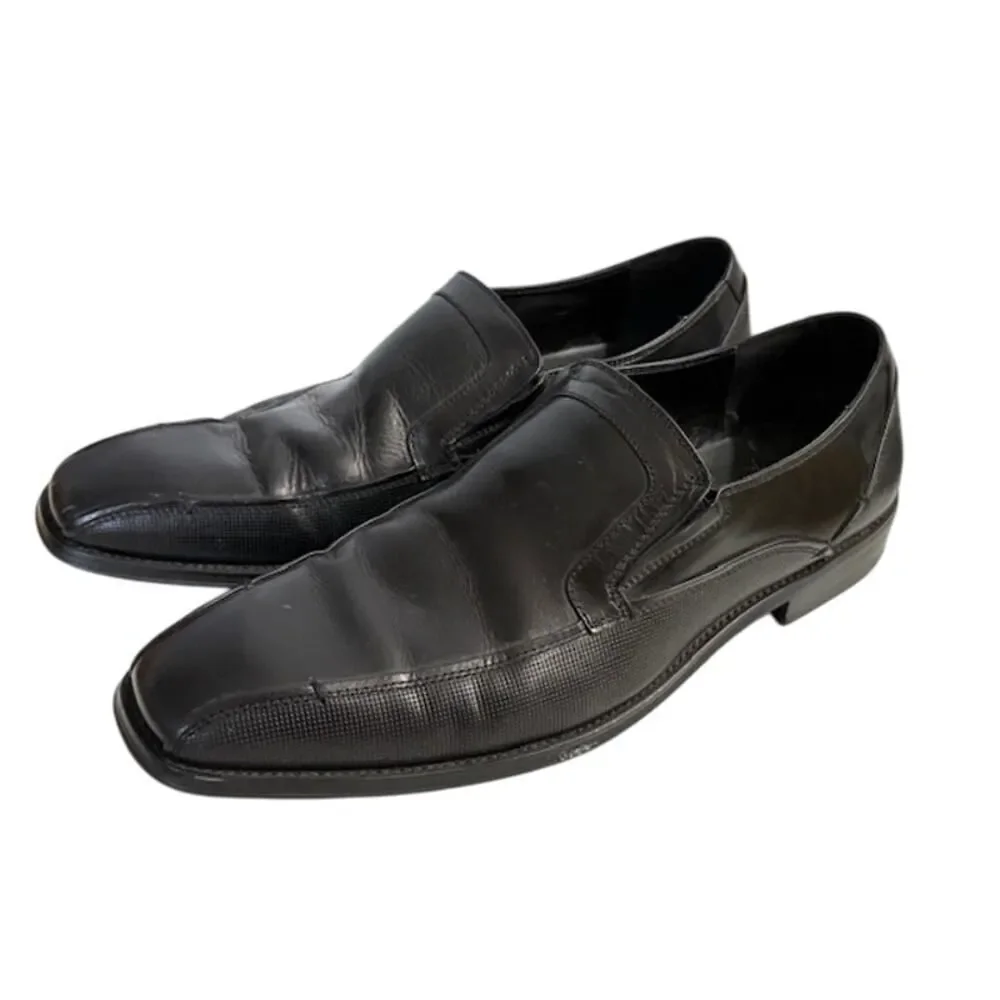 Reaction Kenneth Cole Men's Black Leather Loafers Witter Slip On Shoes Size 10 M